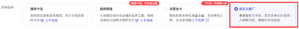 营销目标：自定义推广