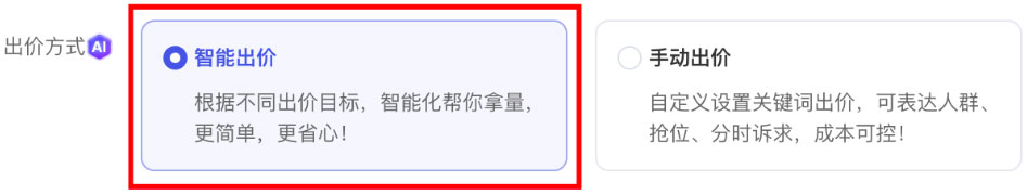 出价方式：智能出价