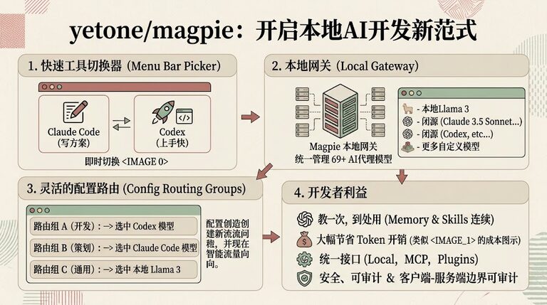 yetone/magpie：把Claude Code、Codex等69个AI Agent的模型收进一个本地网关